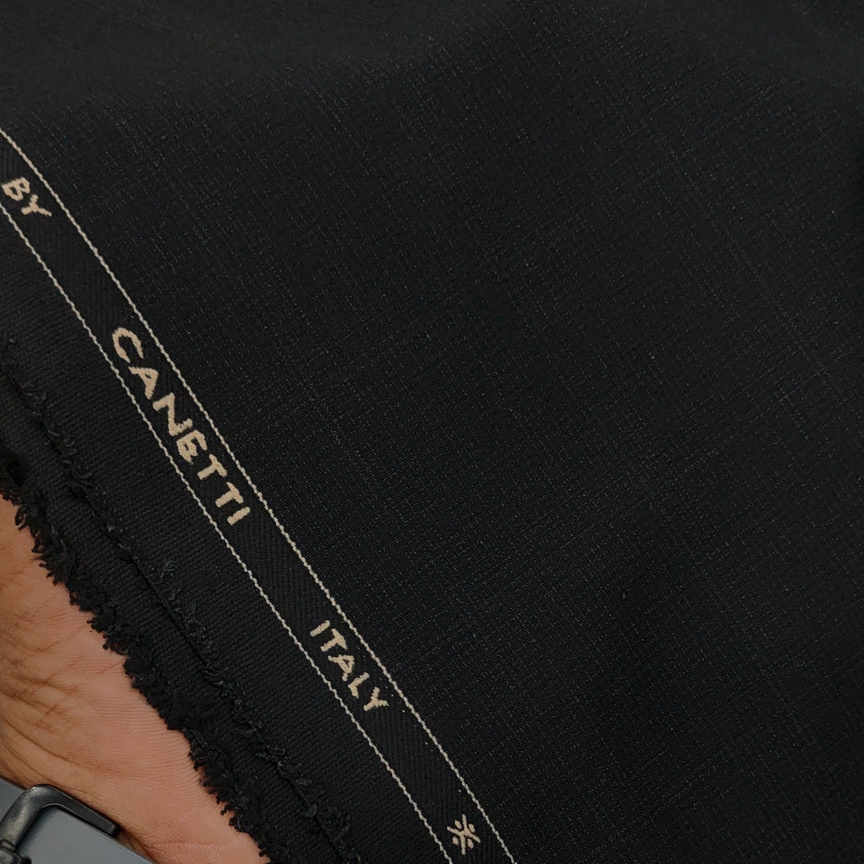 Trouser Fabric Canetti Italy Luxury 4Way Stretchable Self Broad Check Colour Carbon Black